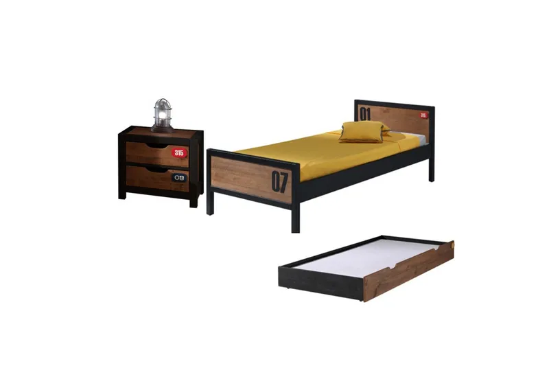 Seng med lamellbunn skuff nattbord Alex, undefined