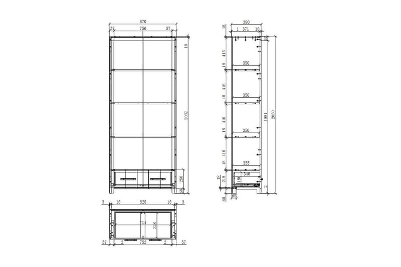Seng med nattbord 2-dørs garderobeskap Skrivebord Bokhylle Erik - Møbler - Møbelsett - Møbelsett til soverom