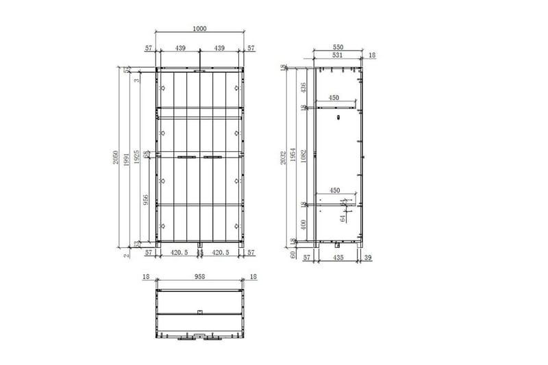 Seng med nattbord 2-dørs garderobeskap Skrivebord Bokhylle Erik - Møbler - Møbelsett - Møbelsett til soverom