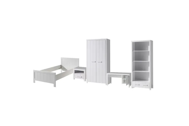 Seng med nattbord 2-dørs garderobeskap Skrivebord Bokhylle Erik, undefined