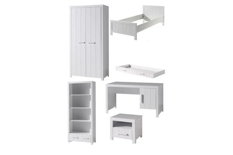 Seng med nattbord 2-dørs garderobeskap Skrivebord Bokhylle Skuff Erik, undefined