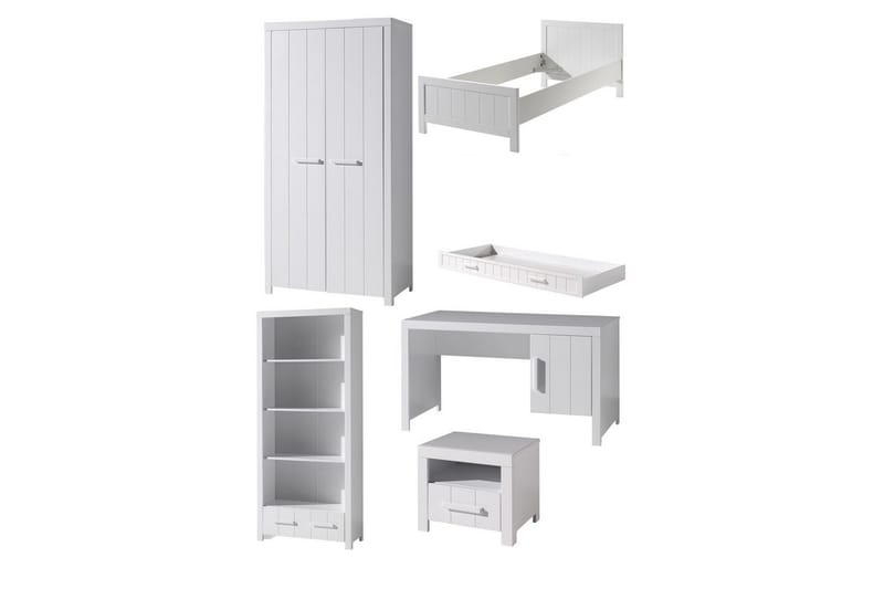 Seng med nattbord 2-dørs garderobeskap Skrivebord Bokhylle Skuff Erik, undefined