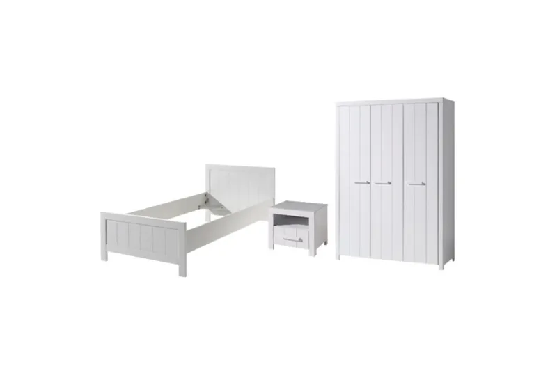 Seng med nattbord 3-dørs garderobeskap Erik, undefined
