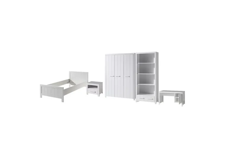 Seng med nattbord 3-dørs garderobeskap Skrivebord Bokhylle Erik, undefined