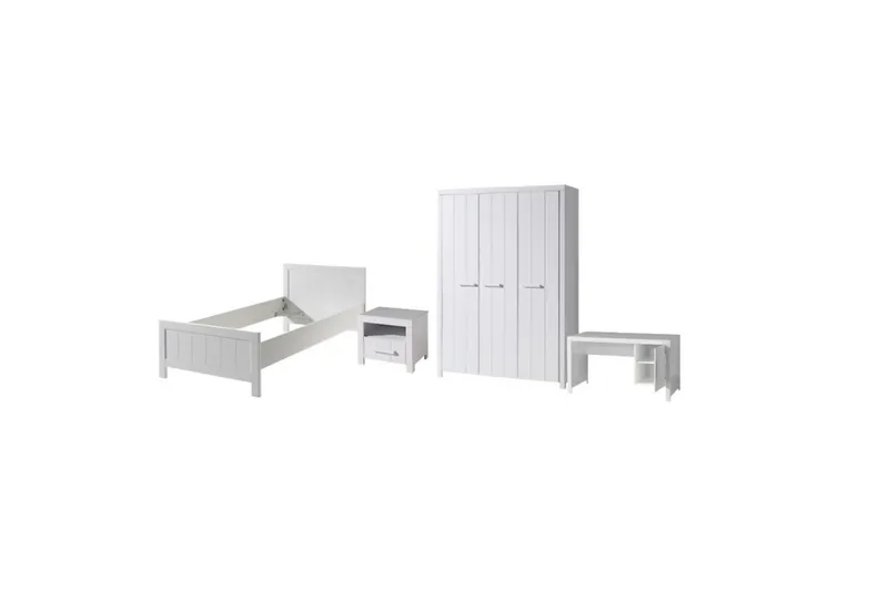 Seng med nattbord 3-dørs garderobeskap Skrivebord Erik, undefined