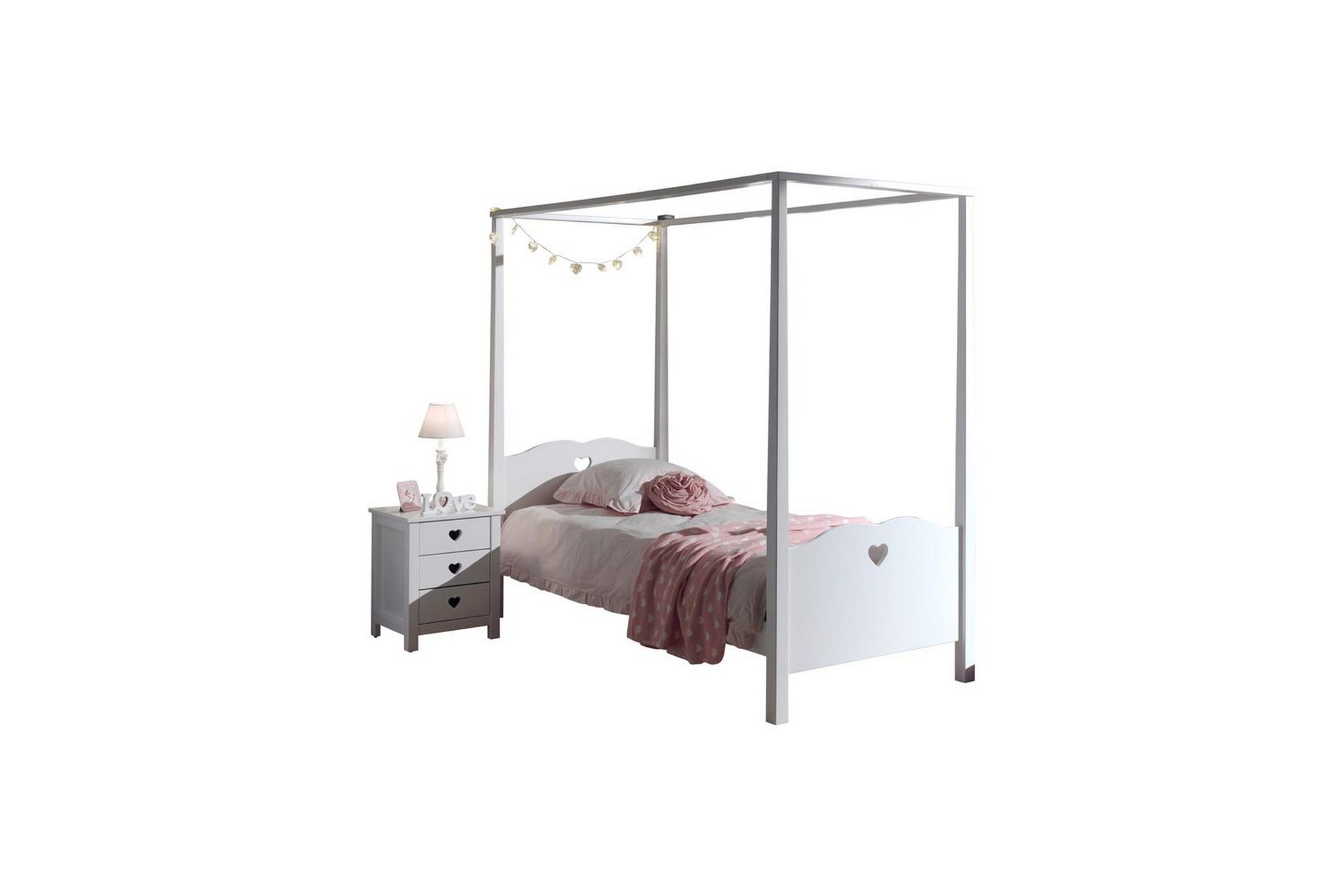 Seng med Nattbord Amori Hvit -