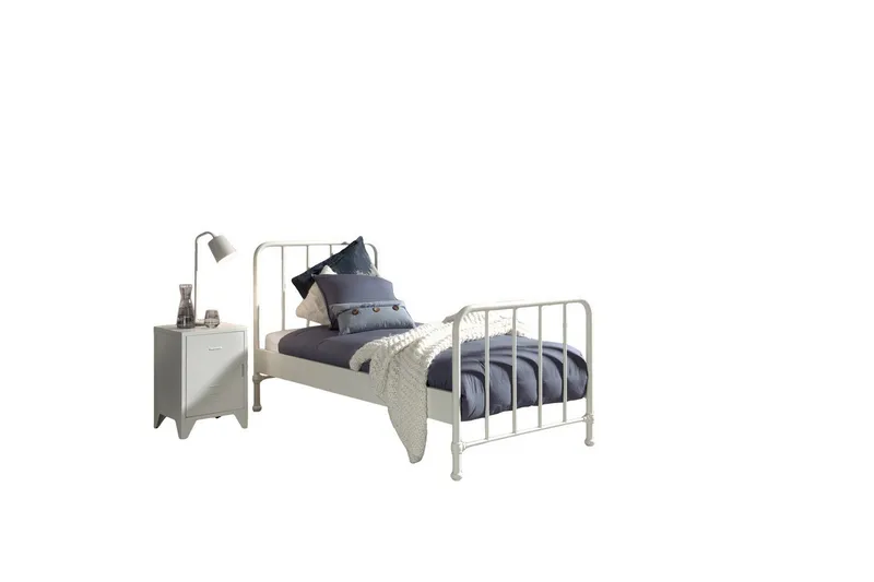 Seng med Nattbord Bronxx Hvit, Hvit