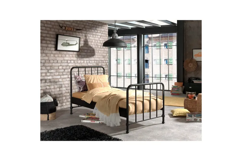 Seng med Nattbord Bronxx Svart - Svart - Møbler - Møbelsett - Møbelsett til soverom