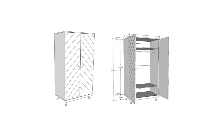 Seng med nattbord garderobe Billy Hvit - Møbler - Møbelsett - Møbelsett til soverom