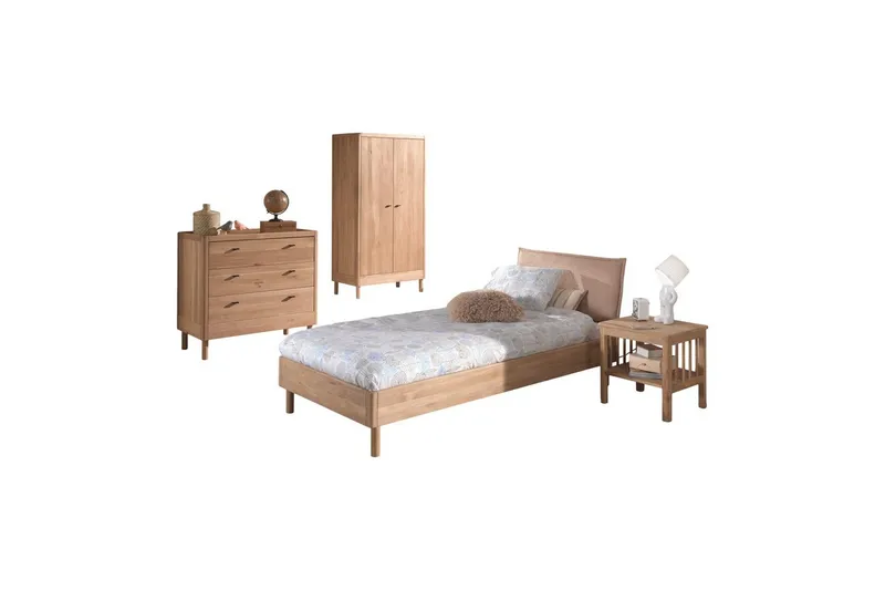 Seng med nattbord garderobe Forrest kommode med 3 skuffer Eik, Eik