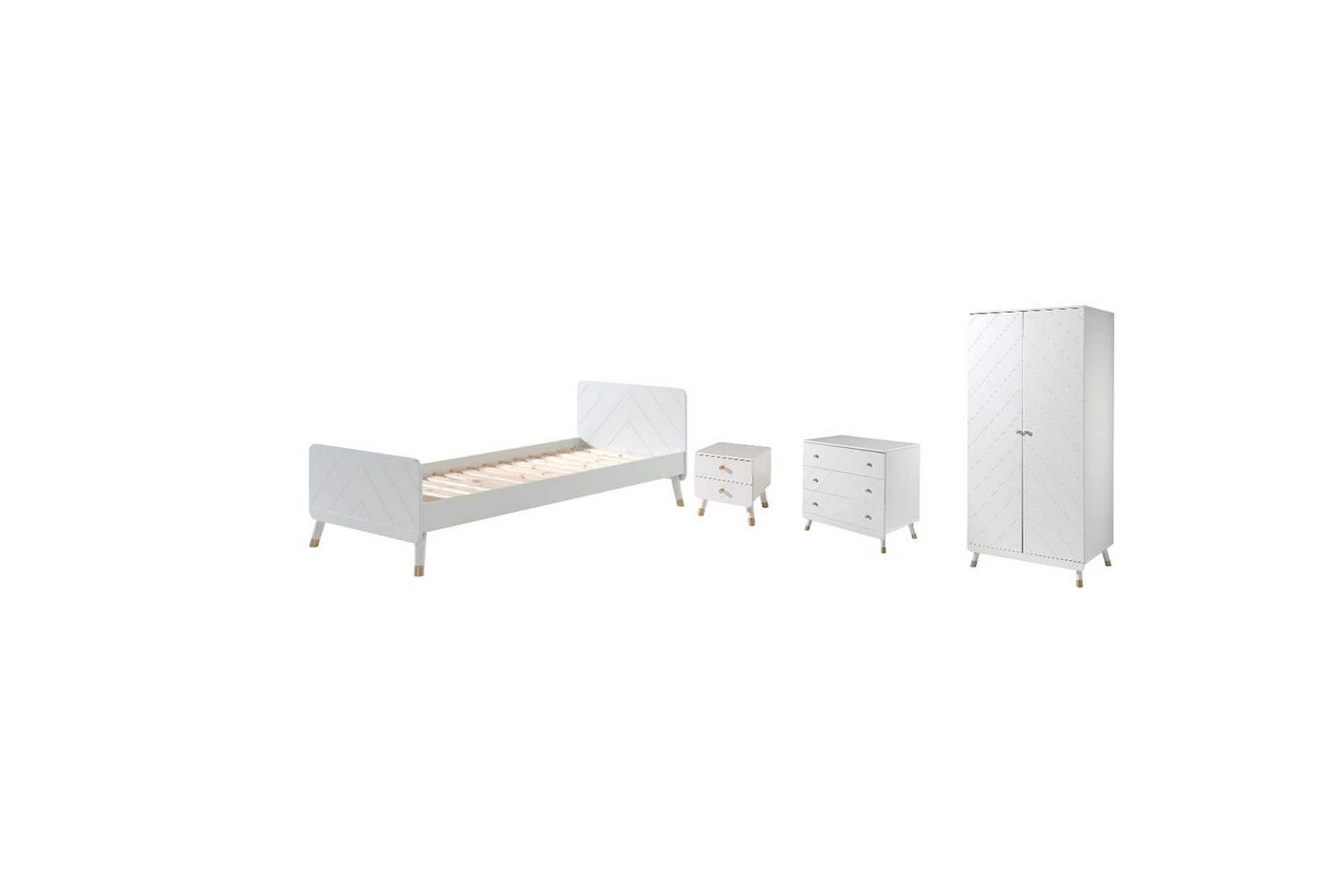 Seng med nattbord garderobe kommode Billy Hvit -