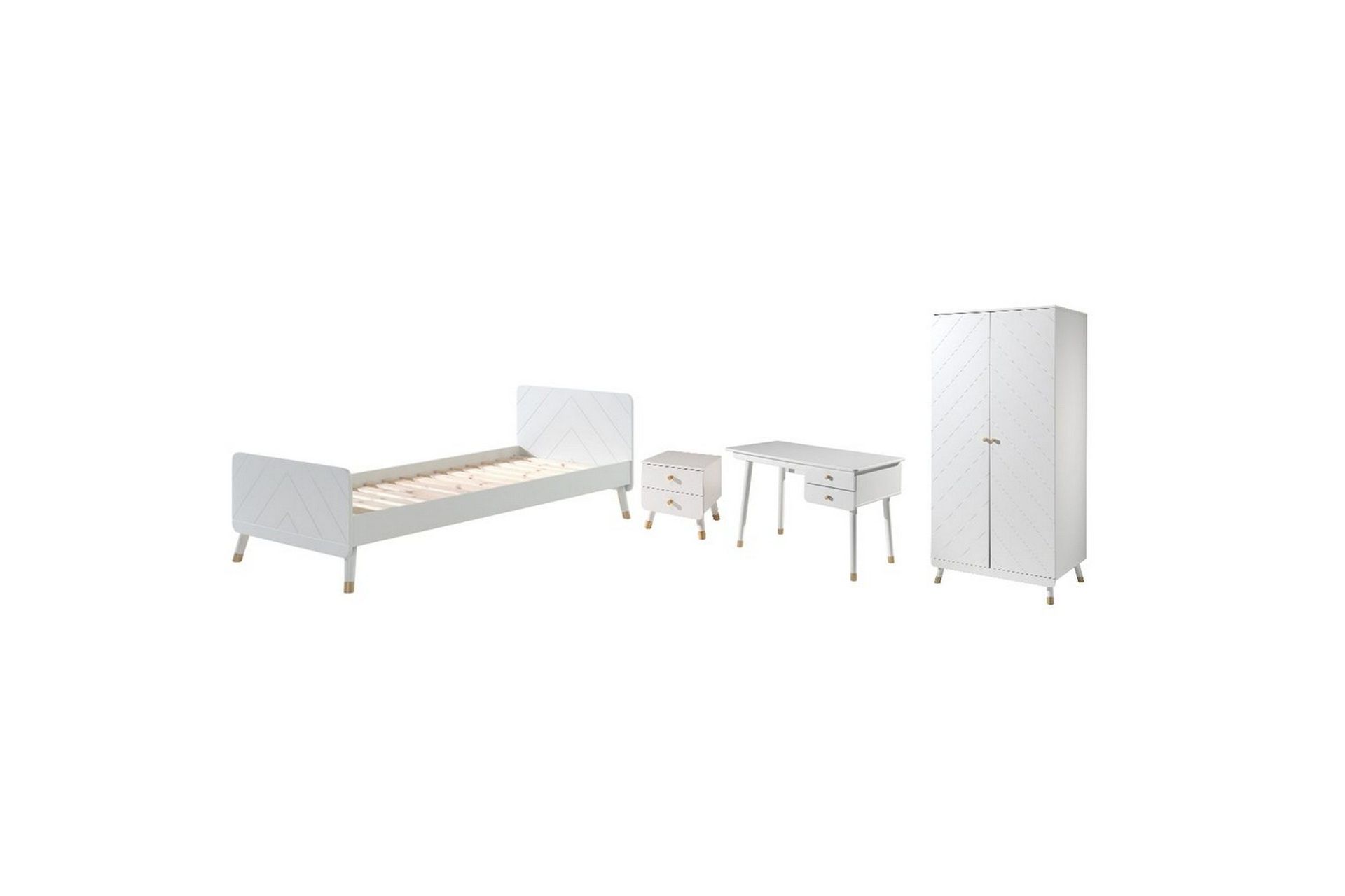 Seng med nattbord garderobe skrivebord Billy Hvit -