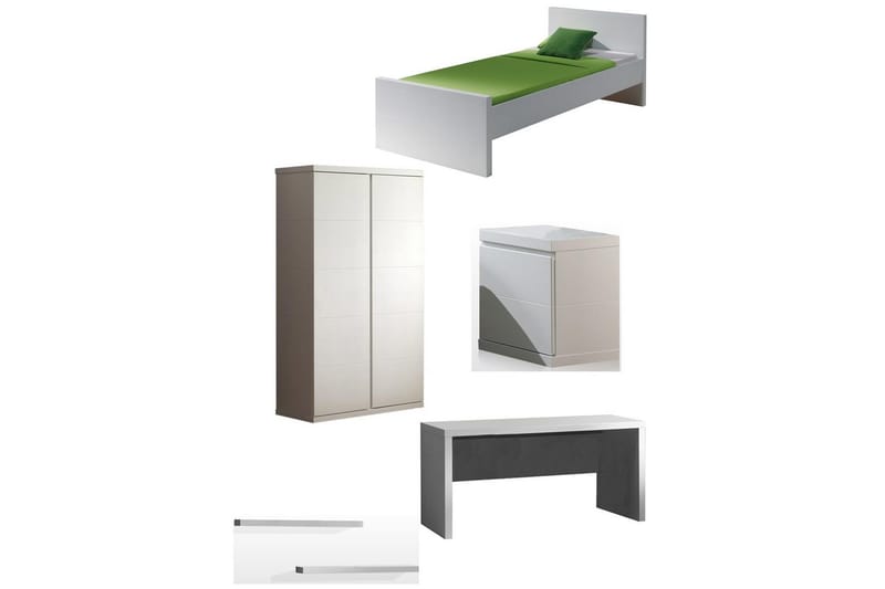 Seng med nattbord garderobe skrivebord vegghyller Lara - Møbler - Møbelsett - Møbelsett til soverom