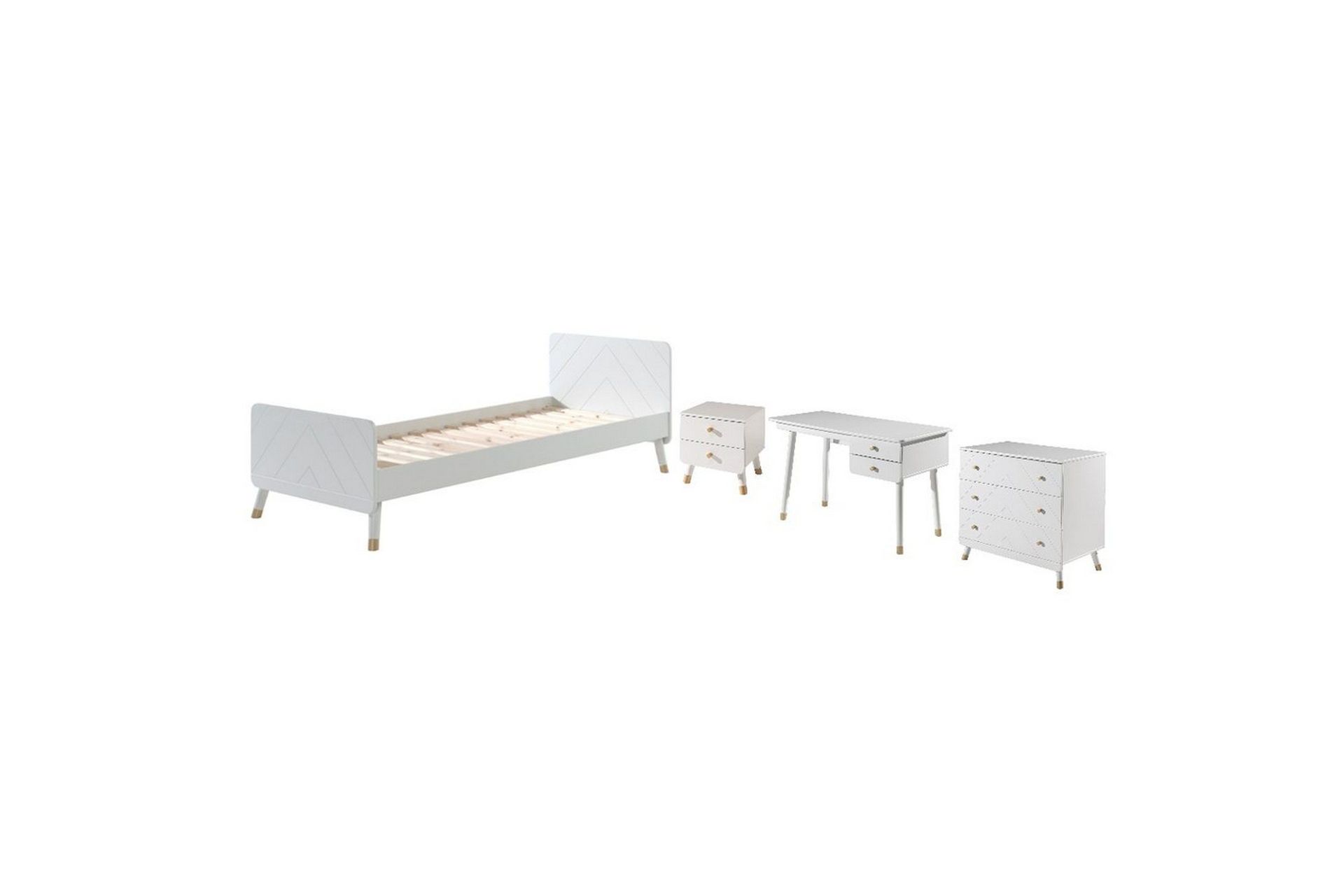 Seng med nattbord skrivebord kommode Billy Hvit -