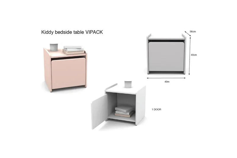 Seng med nattbord Vegghyller Kiddy Rosa - Rosa - Møbler - Møbelsett - Møbelsett til soverom