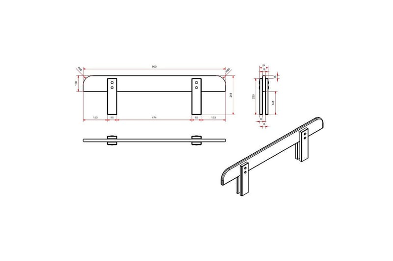 Seng med nattbord Vegghyller Sikkerhetsrail Kiddy Mintgrønn - Mintgrønn - Møbler - Møbelsett - Møbelsett til soverom