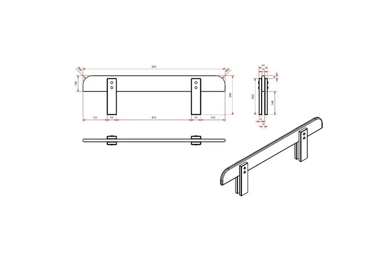 Seng med nattbord Vegghyller Sikkerhetsrail Kiddy Rosa - Rosa - Møbler - Møbelsett - Møbelsett til soverom