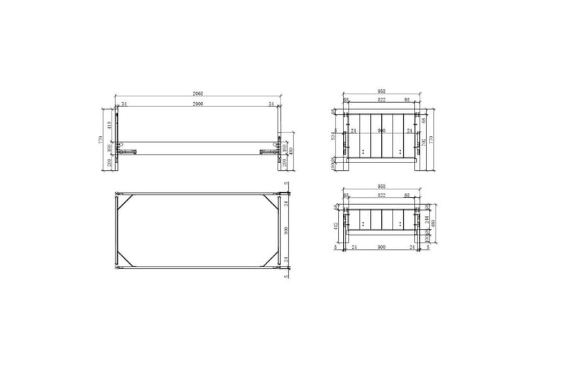 Seng med ribbebunn nattbord Erik - Møbler - Møbelsett - Møbelsett til soverom