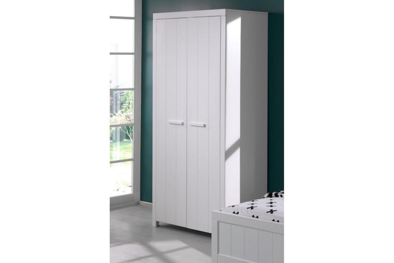 Seng med ribbebunn nattbord to-dørs garderobe skrivebord bokhylle skuff Erik - Møbler - Møbelsett - Møbelsett til soverom