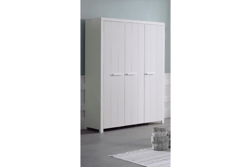 Seng med ribbebunn nattbord tre-dørs garderobe skrivebord Erik - Møbler - Møbelsett - Møbelsett til soverom