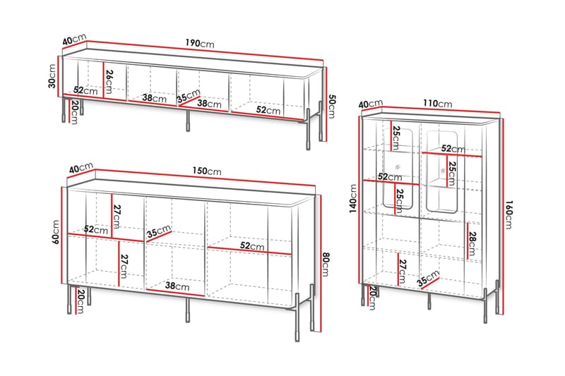 Sherie Møbelsett Til Stuen - Hvit - Møbler - Møbelsett - Møbelsett til stue