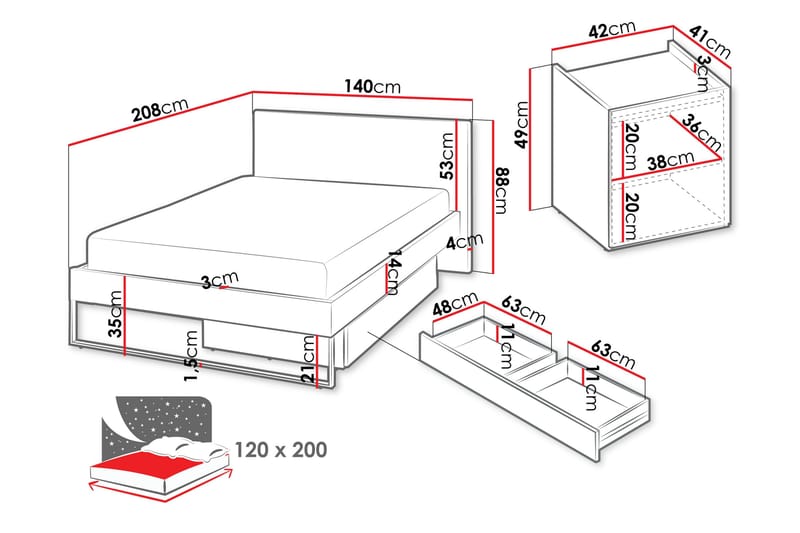 Sigmana Møbelsett For Soverom - Lys Grå/Beige - Møbler - Møbelsett - Møbelsett til soverom
