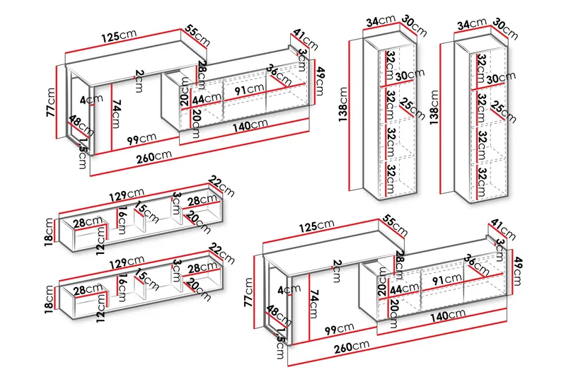 Sigmana Møbelsett For Stue - Lys Grå/Beige - Møbler - Møbelsett - Møbelsett til stue
