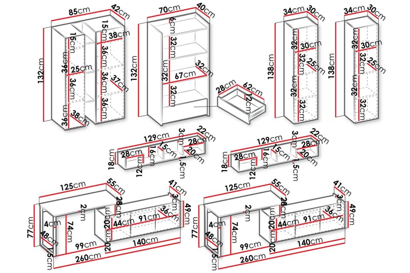 Sigmana Møbelsett For Stue - Lys Grå/Brun/Beige - Møbler - Møbelsett - Møbelsett til stue