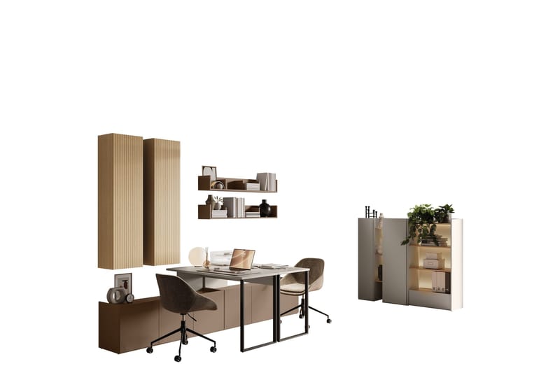 Sigmana Møbelsett For Stue, Lys Grå/Brun/Beige