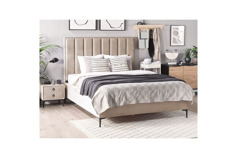 Soveromssett Sezanne Beige/grå/svart, 160x200 cm, Fløyel - Beige/grå/svart, 160x200 cm, Fløyel - Møbler - Møbelsett - Møbelsett til soverom