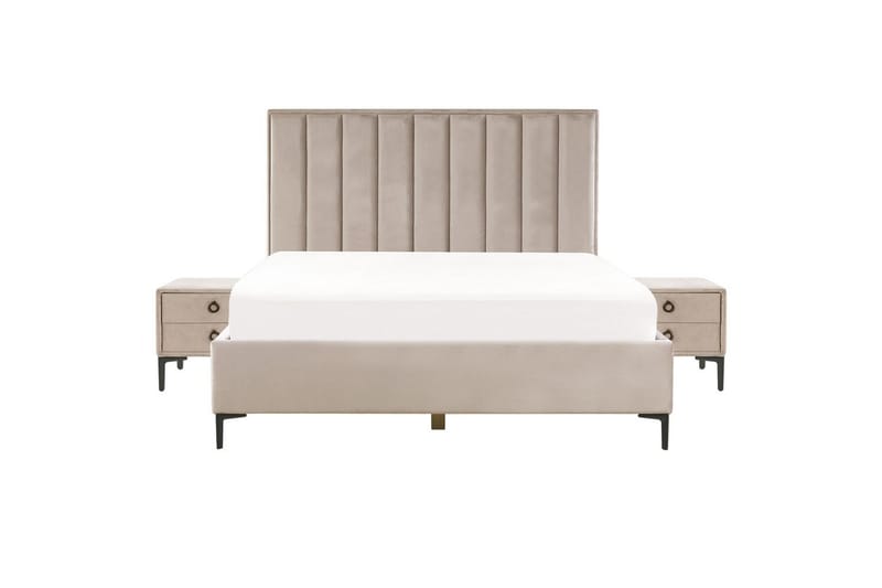 Soveromssett Sezanne Beige/grå/svart, 180x200 cm, Fløyel - Beige/grå/svart, 180x200 cm, Fløyel - Møbler - Møbelsett - Møbelsett til soverom