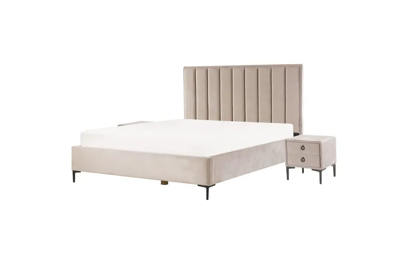 Soveromssett Sezanne Beige/grå/svart, 180x200 cm, Fløyel, Beige/grå/svart, 180x200 cm, Fløyel