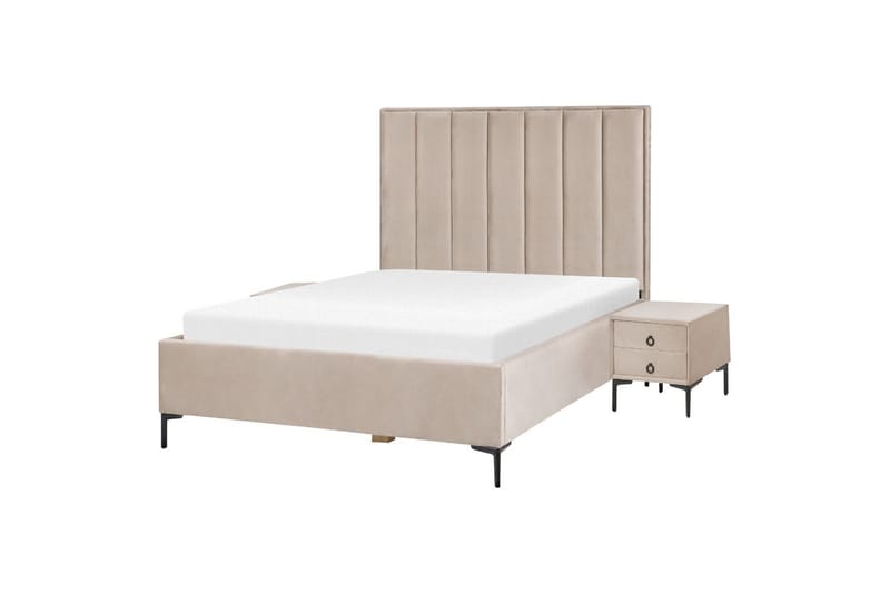 Soveromssett Sezanne Grå/Beige/Svart, 140x200 cm, Fløyel - Grå/Beige/Svart, 140x200 cm, Fløyel - Møbler - Møbelsett - Møbelsett til soverom