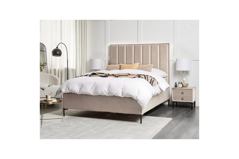 Soveromssett Sezanne Grå/Beige/Svart, 140x200 cm, Fløyel - Grå/Beige/Svart, 140x200 cm, Fløyel - Møbler - Møbelsett - Møbelsett til soverom
