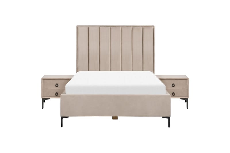 Soveromssett Sezanne Grå/Beige/Svart, 140x200 cm, Fløyel - Grå/Beige/Svart, 140x200 cm, Fløyel - Møbler - Møbelsett - Møbelsett til soverom