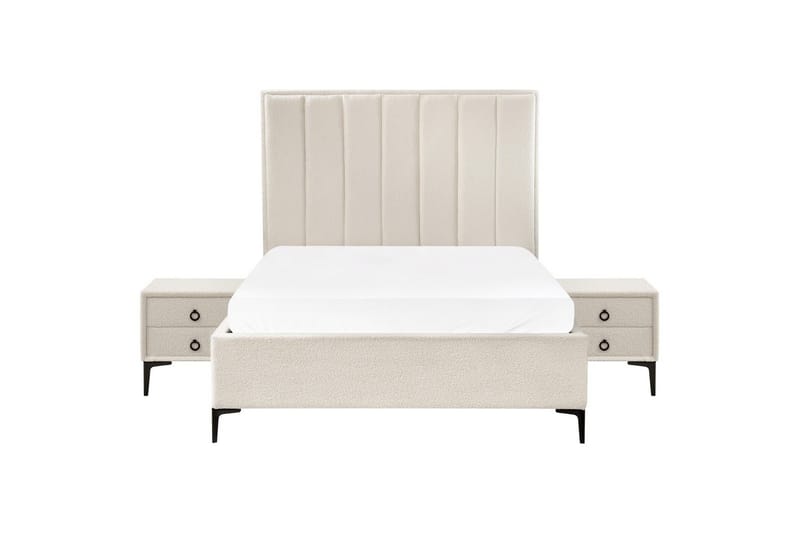 Soveromssett Sezanne Hvit/Svart, 140x200 cm, Bouclé - Hvit/Svart, 140x200 cm, Bouclé - Møbler - Møbelsett - Møbelsett til soverom