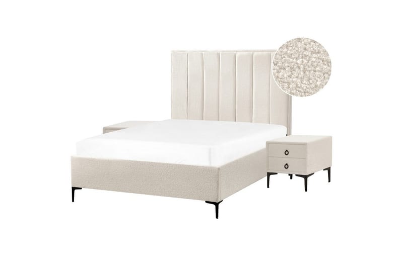 Soveromssett Sezanne Hvit/Svart, 140x200 cm, Bouclé - Hvit/Svart, 140x200 cm, Bouclé - Møbler - Møbelsett - Møbelsett til soverom