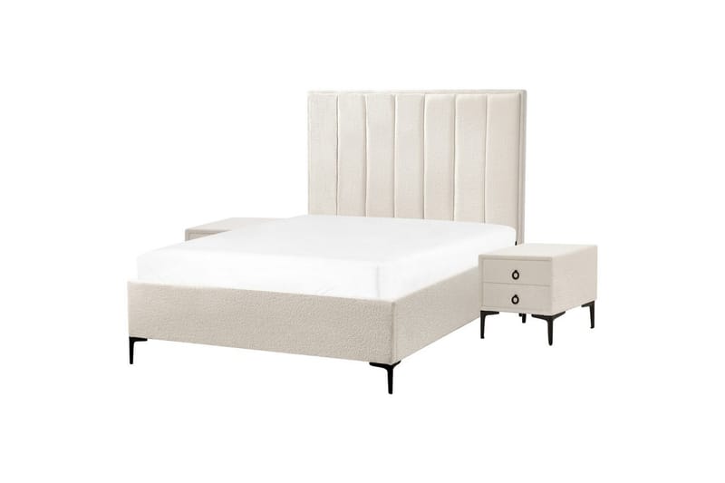Soveromssett Sezanne Hvit/Svart, 140x200 cm, Bouclé - Hvit/Svart, 140x200 cm, Bouclé - Møbler - Møbelsett - Møbelsett til soverom