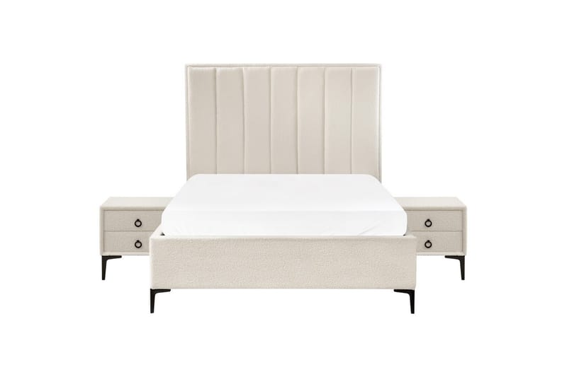 Soveromssett Sezanne Hvit/Svart, 140x200 cm, Bouclé - Hvit/Svart, 140x200 cm, Bouclé - Møbler - Møbelsett - Møbelsett til soverom