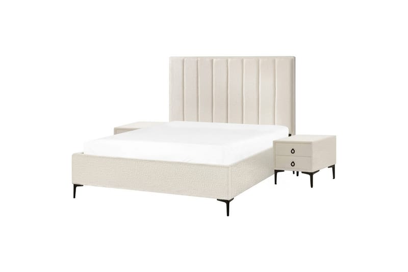 Soveromssett Sezanne Hvit/Svart, 160x200 cm, Bouclé - Hvit/Svart, 160x200 cm, Bouclé - Møbler - Møbelsett - Møbelsett til soverom
