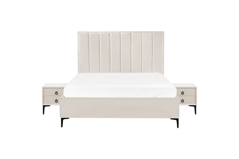 Soveromssett Sezanne Hvit/Svart, 160x200 cm, Bouclé - Hvit/Svart, 160x200 cm, Bouclé - Møbler - Møbelsett - Møbelsett til soverom