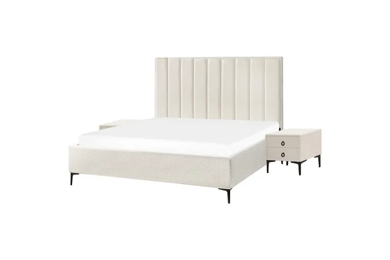 Soveromssett Sezanne Hvit/Svart, 180x200 cm, Bouclé - Hvit/Svart, 180x200 cm, Bouclé - Møbler - Møbelsett - Møbelsett til soverom