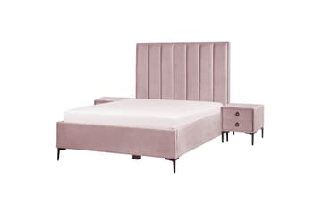 Soveromssett Sezanne Rosa/Svart, 140x200 cm, Fløyel