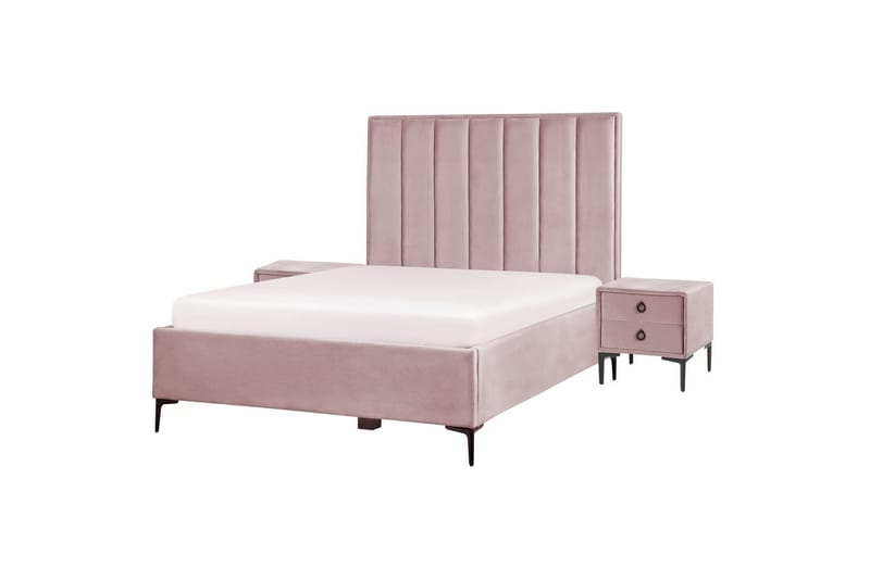 Soveromssett Sezanne Rosa/Svart, 140x200 cm, Fløyel - Rosa/Svart, 140x200 cm, Fløyel - Møbler - Møbelsett - Møbelsett til soverom