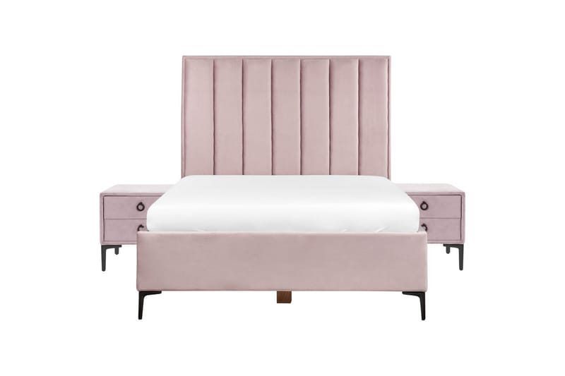 Soveromssett Sezanne Rosa/Svart, 140x200 cm, Fløyel - Rosa/Svart, 140x200 cm, Fløyel - Møbler - Møbelsett - Møbelsett til soverom