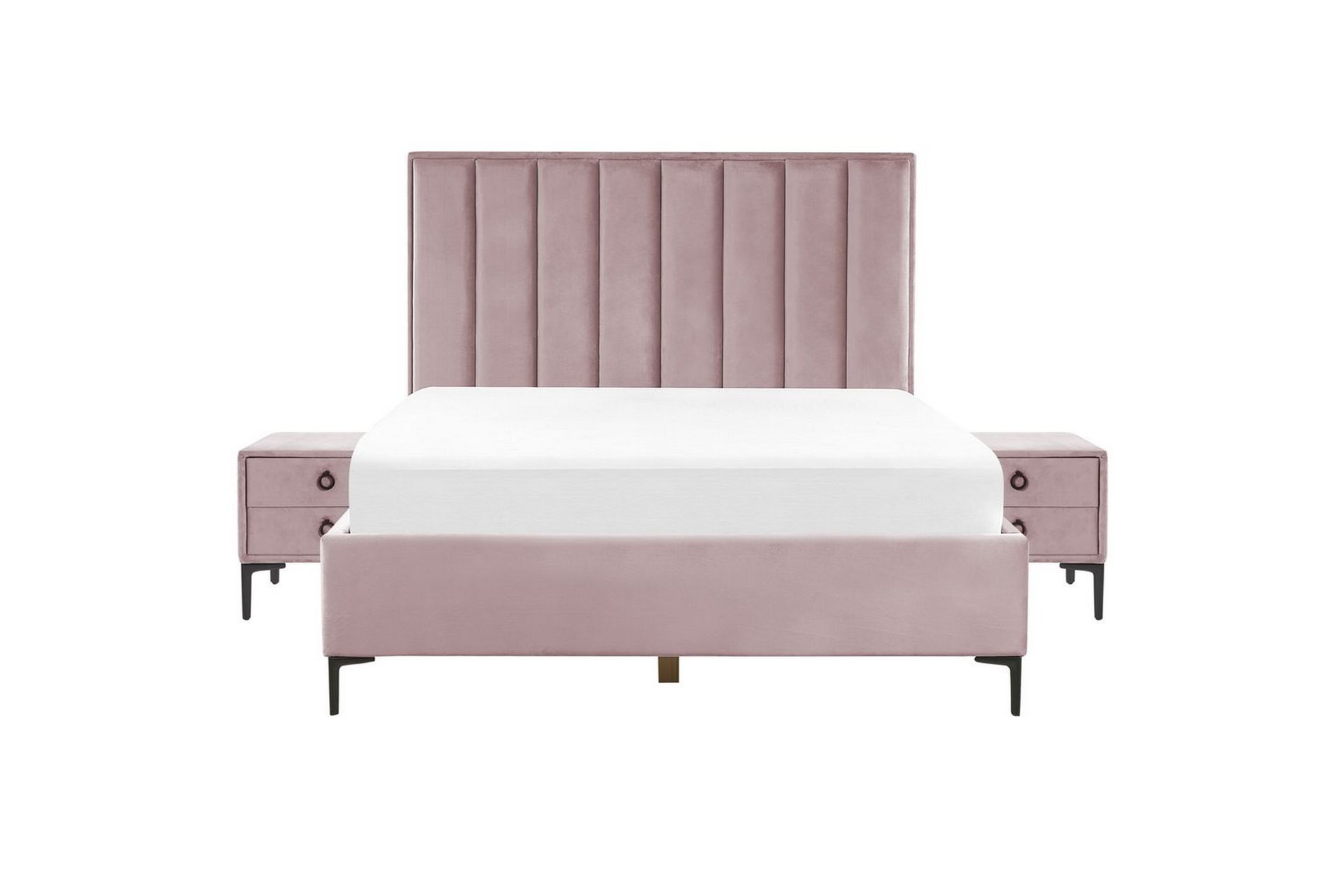 Soveromssett Sezanne Rosa/Svart, 160x200 cm, Fløyel - Rosa/Svart, 160x200 cm, Fløyel - Møbler - Møbelsett - Møbelsett til soverom