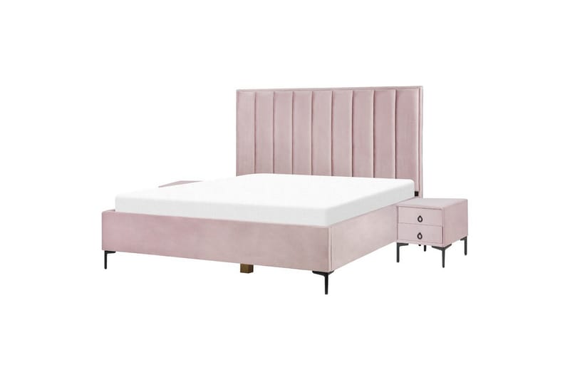 Soveromssett Sezanne Rosa/Svart, 180x200 cm, Fløyel - Rosa/Svart, 180x200 cm, Fløyel - Møbler - Møbelsett - Møbelsett til soverom