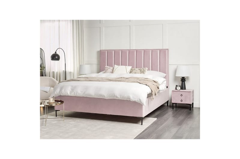 Soveromssett Sezanne Rosa/Svart, 180x200 cm, Fløyel - Rosa/Svart, 180x200 cm, Fløyel - Møbler - Møbelsett - Møbelsett til soverom