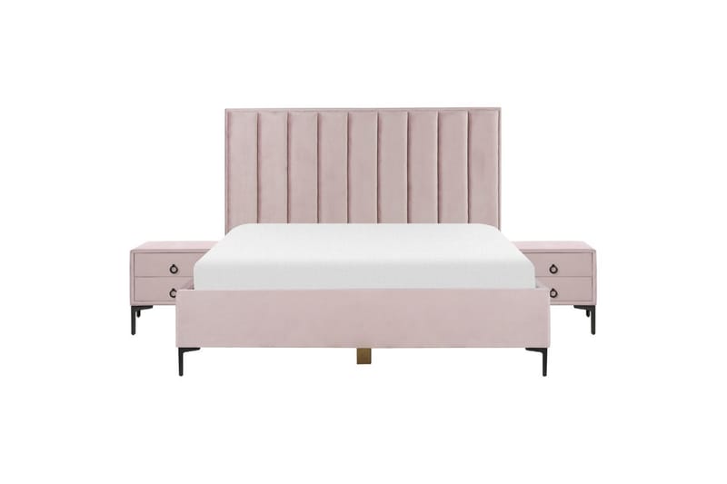 Soveromssett Sezanne Rosa/Svart, 180x200 cm, Fløyel - Rosa/Svart, 180x200 cm, Fløyel - Møbler - Møbelsett - Møbelsett til soverom