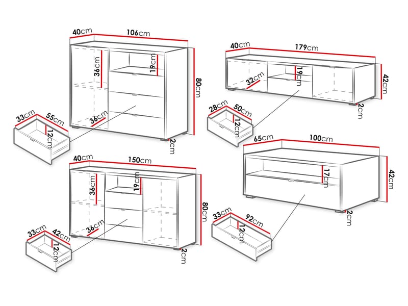 Sovren Møbelsett for stue - Brun - Møbler - Møbelsett - Møbelsett til stue